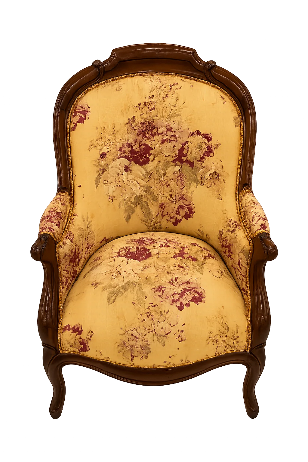 Poltrona Luigi XV con tappezzeria floreale